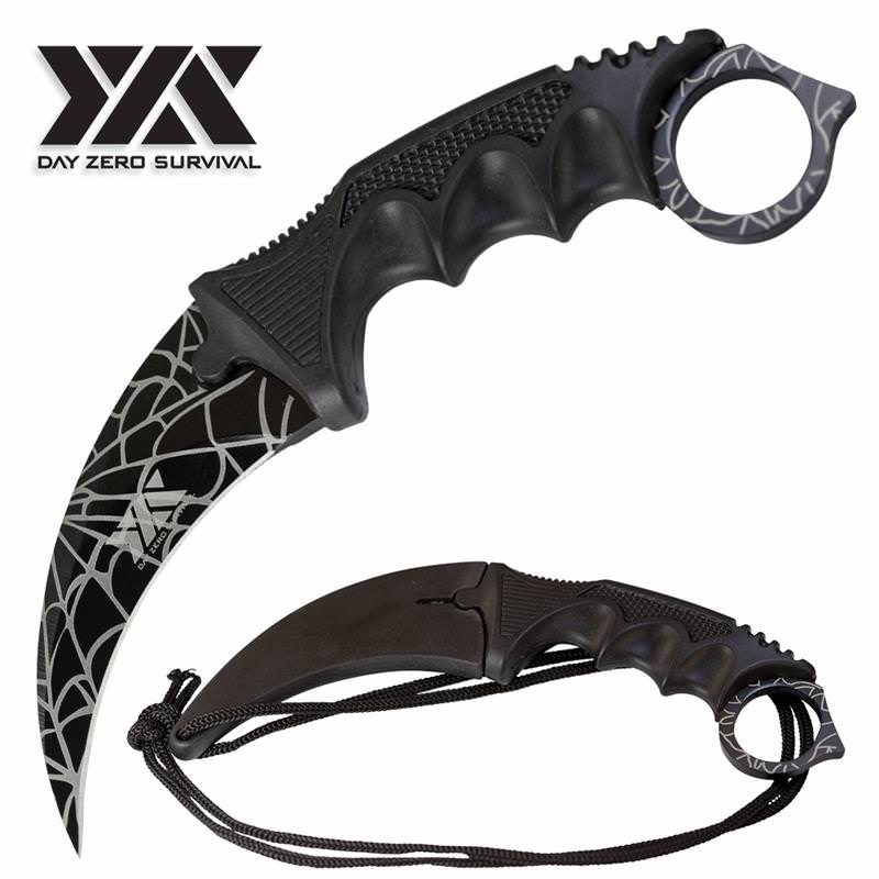 Day Zero Survival Tactical Combat Karambit Neck Knife Fixed Blade Hunting - Tophatter's Army Products & Self Defense Collectible Weapons - Tophatter Daily Deals